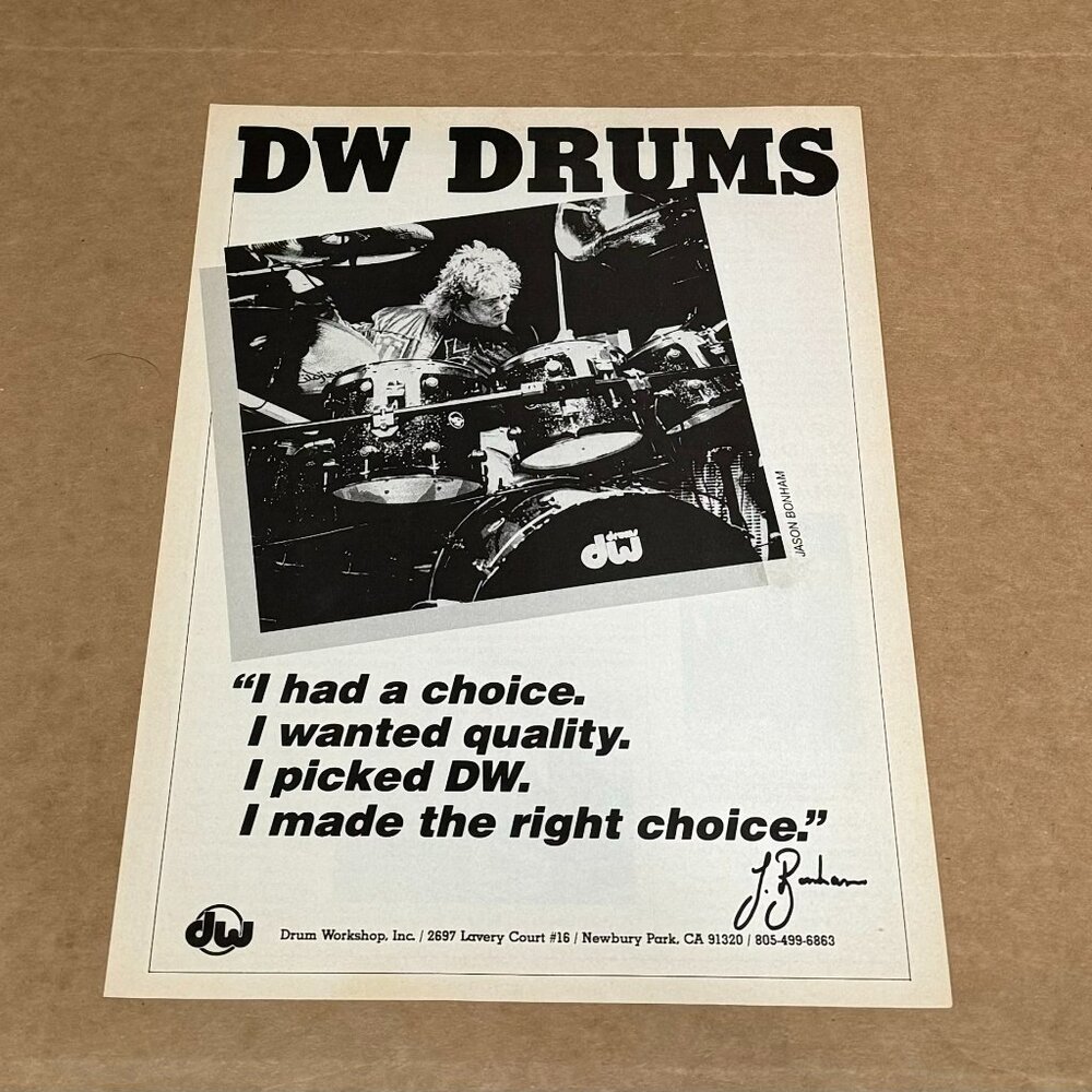 Jason Bonham of UFO - DW DRUMS - 1989 Print Advertisement